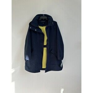 BERNARDO Hooded Raincoat In Navy Yellow Size M